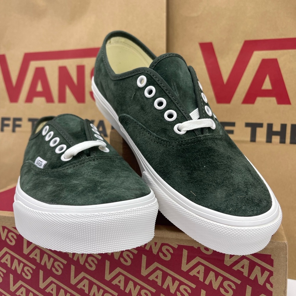 Vans Men’s Dark Green Suede Authentic Pig Suede Dried Kelp VN000D7YEMU Sneakers - Picture 13 of 16